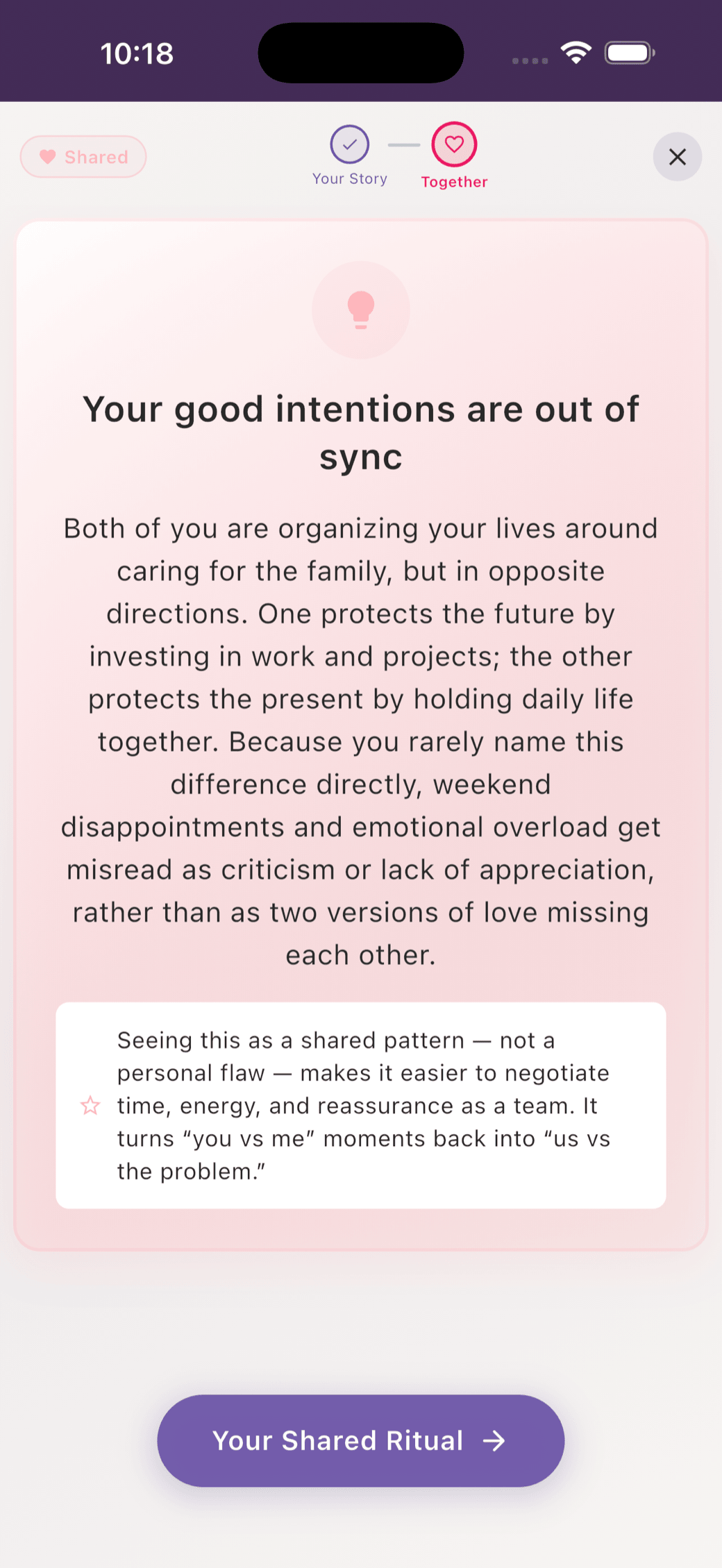 Shared pattern observation between partners